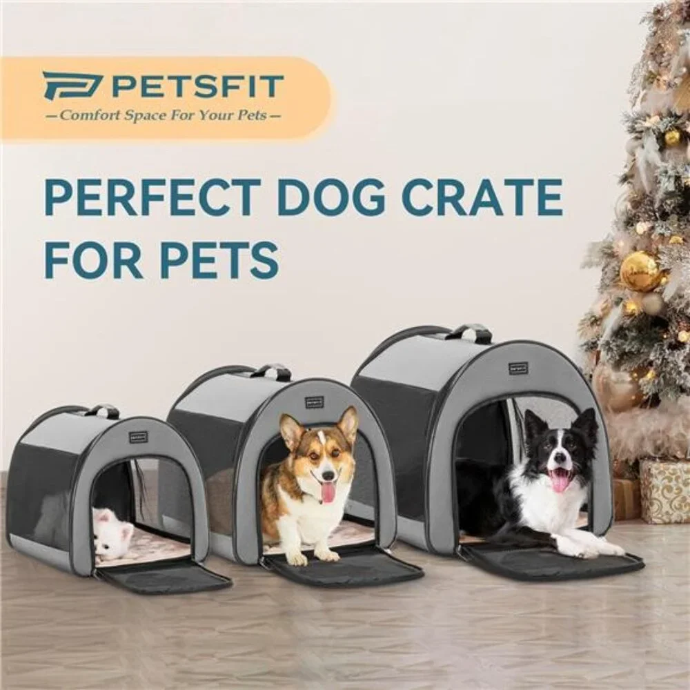 Portable Dog Crate,Arch Design Escape Proof Collapsible Soft Sided Dog Crate Dog